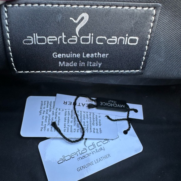 Alberta Di Canio Black Clutch with White Stitching